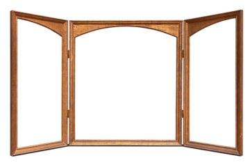 Classical golden Triptych isolated on white with clipping path