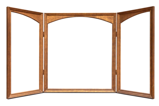 Classical golden Triptych isolated on white with clipping path