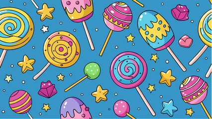 Lollipop doodles seamless patterns for wrapping, textile print background or package design. 