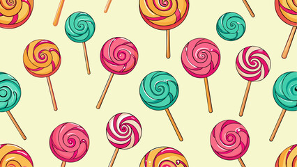 Lollipop doodles seamless patterns for wrapping, textile print background or package design. 