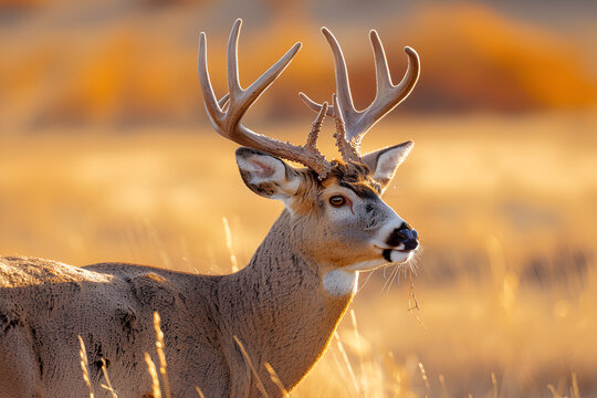 deer in winter, deer stag silhouette in the mist, Large red deer stag walking towards the camera, deer in winter, Generative Ai