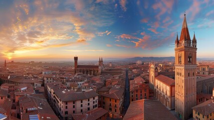 Panoramic View of Siena Cathedral Tower - obrazy, fototapety, plakaty