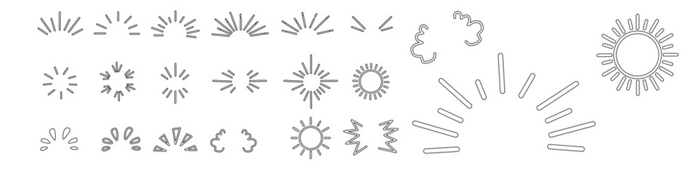 Monochrome Vector Decorative Sunburst Set