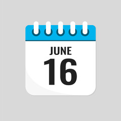 Icon page calendar day - 16 June