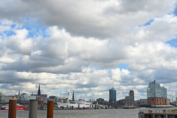 Panorama of Hamburg with the old port