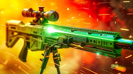Sniper rifle with a laser sight with bright and colorful colors made with Ai generative technology - obrazy, fototapety, plakaty