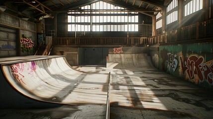 Indoor skatepark made with Ai generative technology