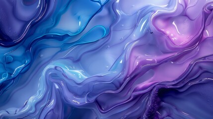 Illustration of purple and blue liquids flowing together.
