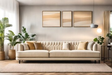 beige modern living room with sofa