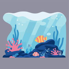 under the sea flat vector illustration