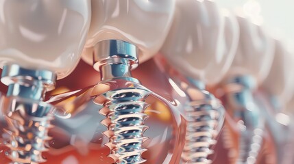 3D model of a dental implant. Close-up view of a state-of-the-art dental implant model, highlighting its durability and ability to seamlessly integrate with your natural teeth.