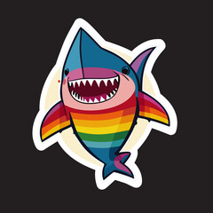 Shark love pride lgbtq vector illustration cartoon mascot blue marine ocean fish animal