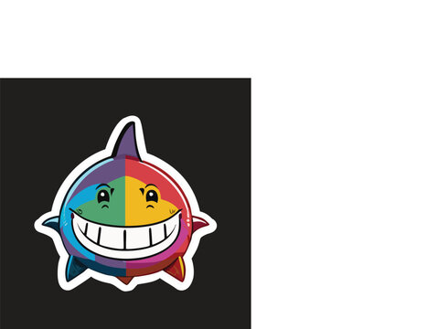 Shark Love Pride Lgbtq Vector Illustration Cartoon Mascot Blue Marine Ocean Fish Animal