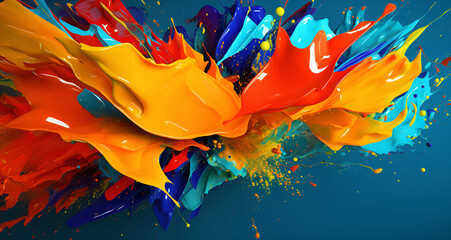 Paint colorful background, flowing colorful paint for wall abstract colors, blue Artistic Background