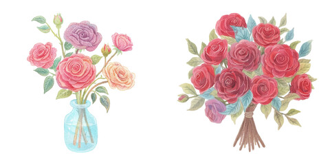 cute bouqet of rose watercolour vector illustration