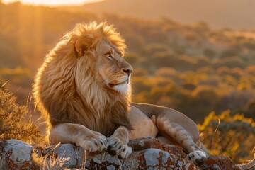 Majestic Lion Sunbathes
