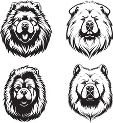 Vector of chow chow dog head on a white background. Pet. Animal. Easy editable layered vector illustration. Generative AI.