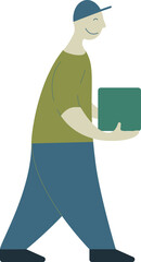 young people working in a delivery service company with a modern animation style with a happy and contented face