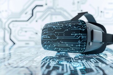 VR Digital Workspace Mixed Virtual Reality Goggles for interaction. AR Glasses Budget travel blogs. Future Technology Digital Transformation Management Headset Gadget and Anger Management Wearable