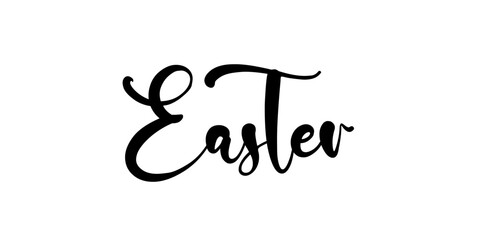 Happy easter lettering. Cute hand drawn illustration, card template
