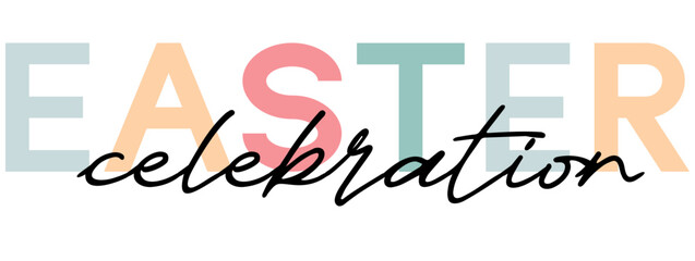 Happy easter lettering. Cute hand drawn illustration, card template