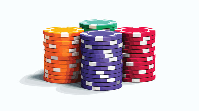 Stack of poker chips at design isolated on white 