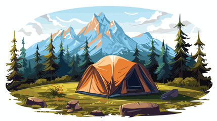 Summer Camp Tent Outdoor Mountain Nature Adventure 