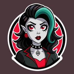 Tshirt Sticker of a Gothic Glam Attitude Horror Girl Sticker