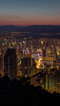 skyline of benidorm seaside resort, spain in vertical