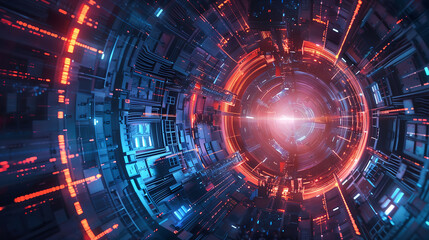 Futuristic holographic elements sci-fi background, modern technology.