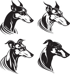 Vector of greyhounds dog head on a white background. Pet. Animal. Easy editable layered vector illustration. Generative AI.