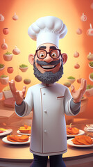 3D Chef Characters with Inviting Hand Gestures to a Flavorful World