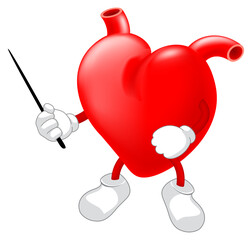 Heart character with coronary artery illustration. Heart awareness concept.