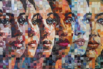 A mosaic collage of diverse women's faces
