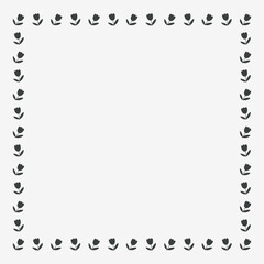 Frame of black tulips on gray background. Border, decoration for banners, postcards. The concept of spring