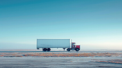 Trucking industry, cargo transportation, truck, minimalism.