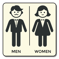 Toilet signs on beige background, men and women, stylish