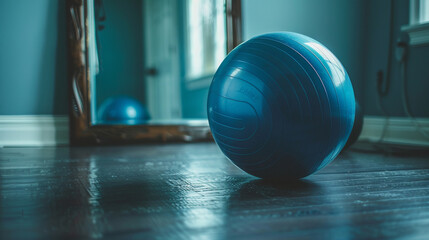 stability ball in a gym floor