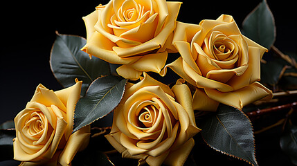 Yellow rose bouquet flowers, generative ai