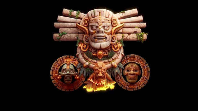 Gods Of The Ancient World Made Of Stone. Animation On The Theme Of History And Religion, Mysticism And Worship.