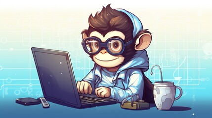 Monkey as a software developer typing code