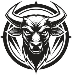 Vector logo bull head in black color silhouette