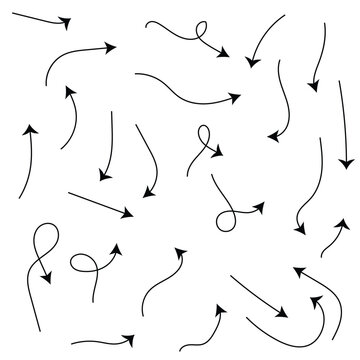 Hand drawn vector arrows set. Doodle set of pencil drawing arrows. Abstract arrows - stock vector 8 0 9