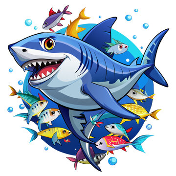 Shark, real Style, Real Fish, white background