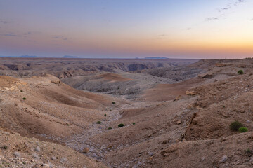Kuiseb Canyon after sunset in the Namib Desert