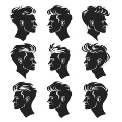 set of faces isolated on white background