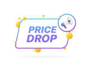 Price drop banner icon. Flat style. Vector icon