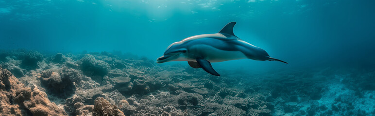 Dolphin swimming in the ocean. Generative AI