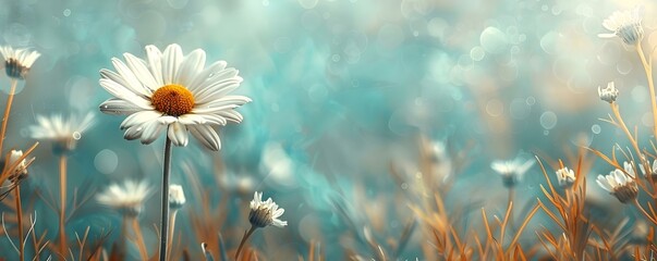 Charming watercolor image featuring a single daisy in a soft style. Concept Watercolor Daisy Portrait