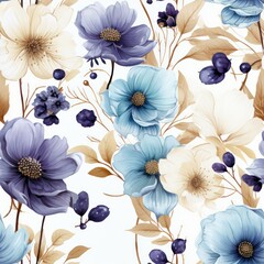 Seamless beautiful wild decorative spring flowers pattern background